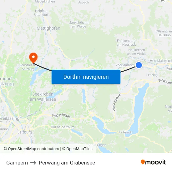 Gampern to Perwang am Grabensee map