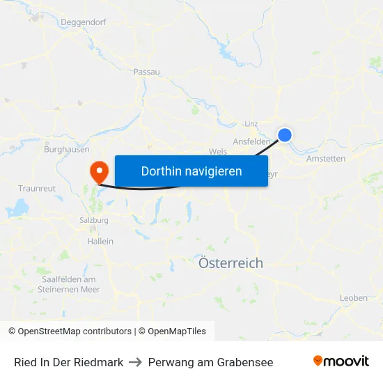 Ried In Der Riedmark to Perwang am Grabensee map