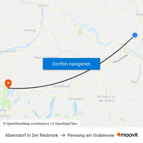 Alberndorf In Der Riedmark to Perwang am Grabensee map