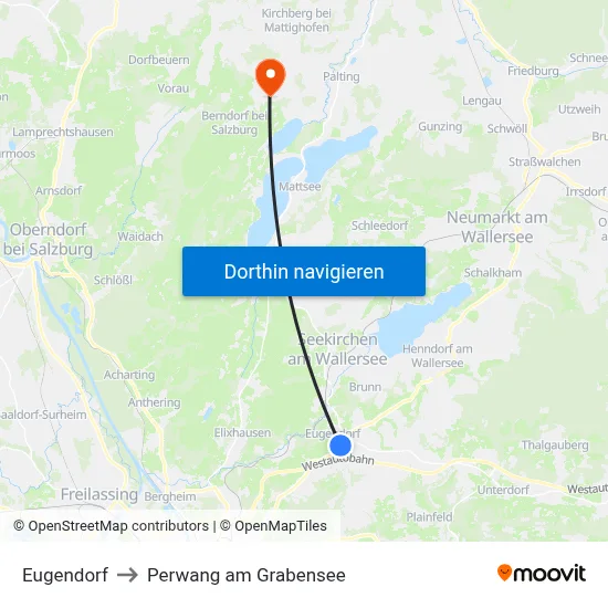 Eugendorf to Perwang am Grabensee map
