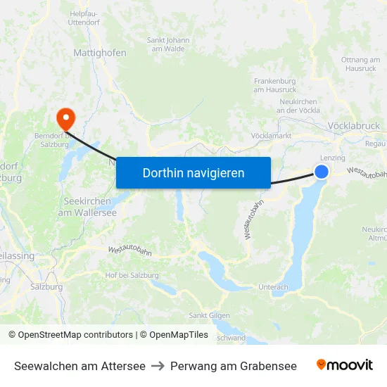 Seewalchen am Attersee to Perwang am Grabensee map