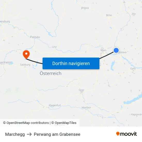 Marchegg to Perwang am Grabensee map