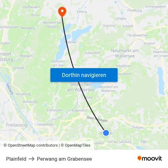 Plainfeld to Perwang am Grabensee map