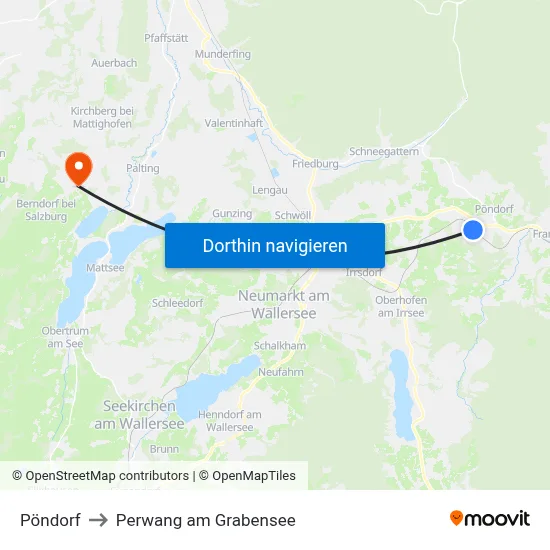 Pöndorf to Perwang am Grabensee map