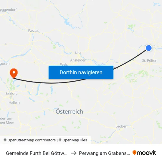 Gemeinde Furth Bei Göttweig to Perwang am Grabensee map