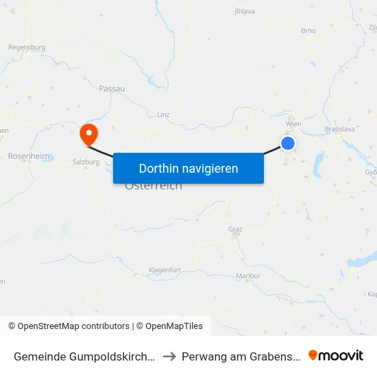 Gemeinde Gumpoldskirchen to Perwang am Grabensee map