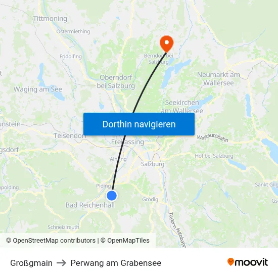 Großgmain to Perwang am Grabensee map