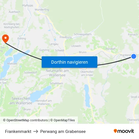Frankenmarkt to Perwang am Grabensee map
