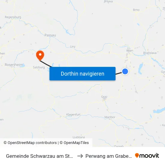 Gemeinde Schwarzau am Steinfeld to Perwang am Grabensee map