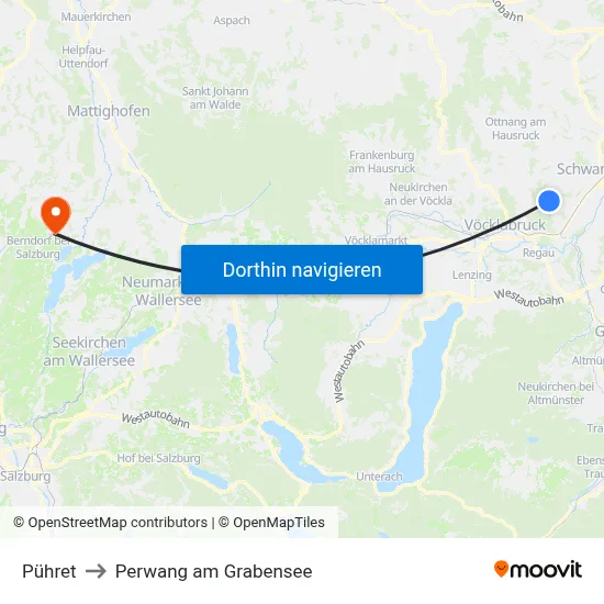 Pühret to Perwang am Grabensee map