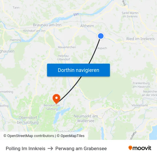 Polling Im Innkreis to Perwang am Grabensee map