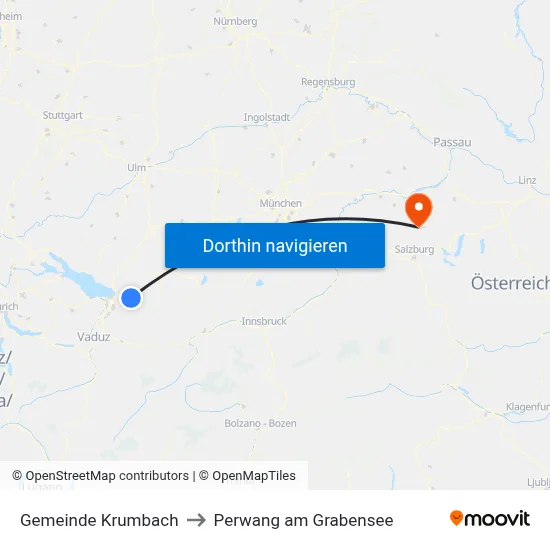 Gemeinde Krumbach to Perwang am Grabensee map