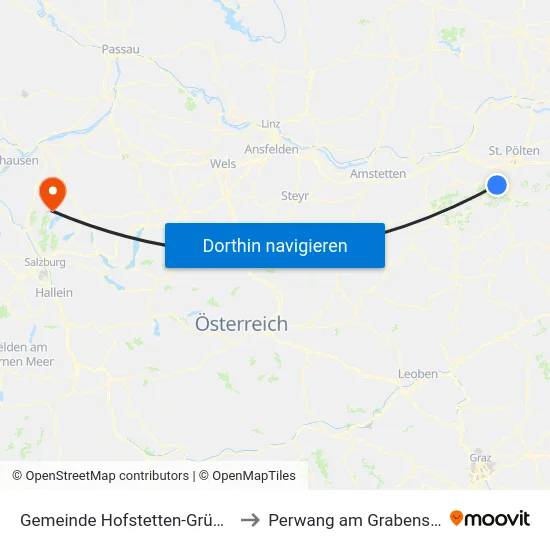 Gemeinde Hofstetten-Grünau to Perwang am Grabensee map