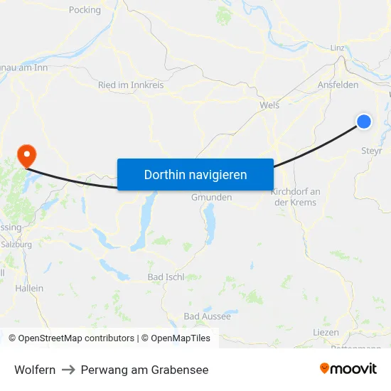 Wolfern to Perwang am Grabensee map