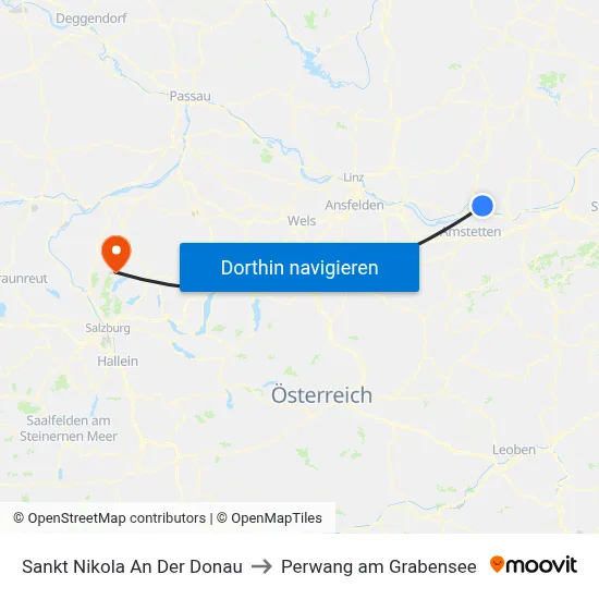 Sankt Nikola An Der Donau to Perwang am Grabensee map