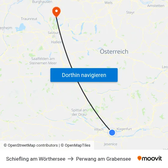 Schiefling am Wörthersee to Perwang am Grabensee map