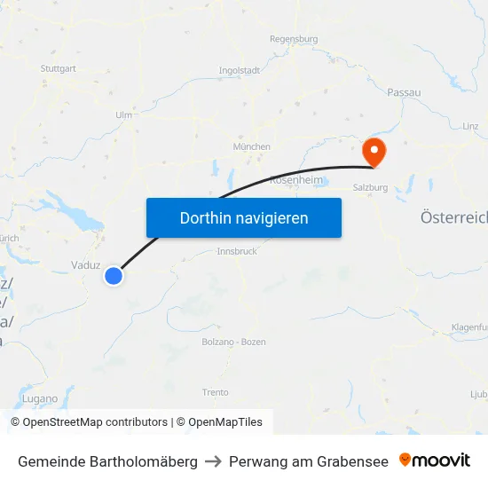 Gemeinde Bartholomäberg to Perwang am Grabensee map