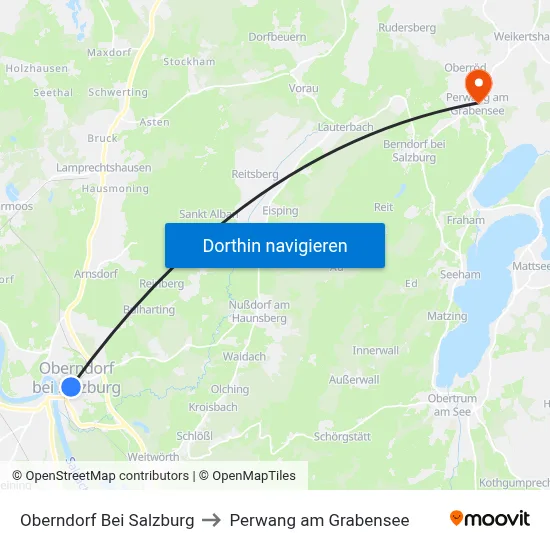Oberndorf Bei Salzburg to Perwang am Grabensee map
