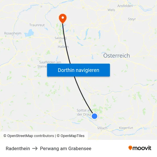Radenthein to Perwang am Grabensee map