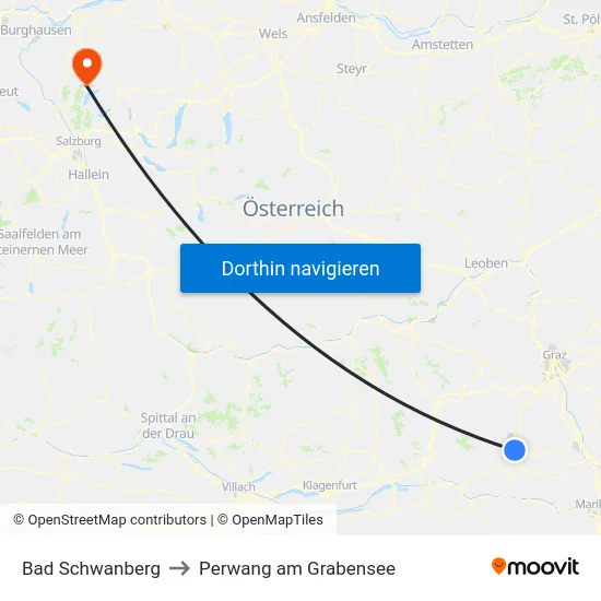 Bad Schwanberg to Perwang am Grabensee map