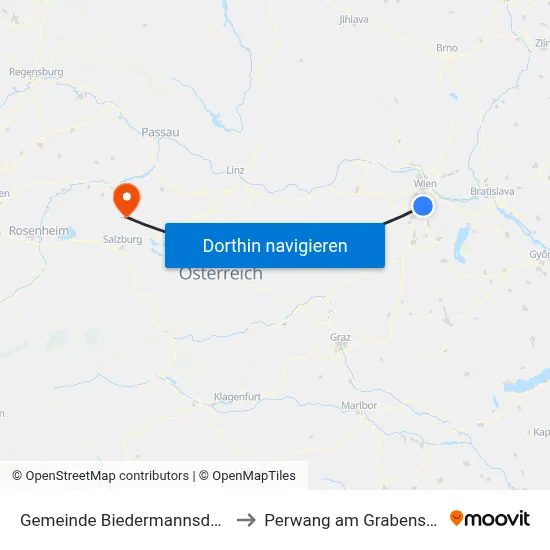 Gemeinde Biedermannsdorf to Perwang am Grabensee map