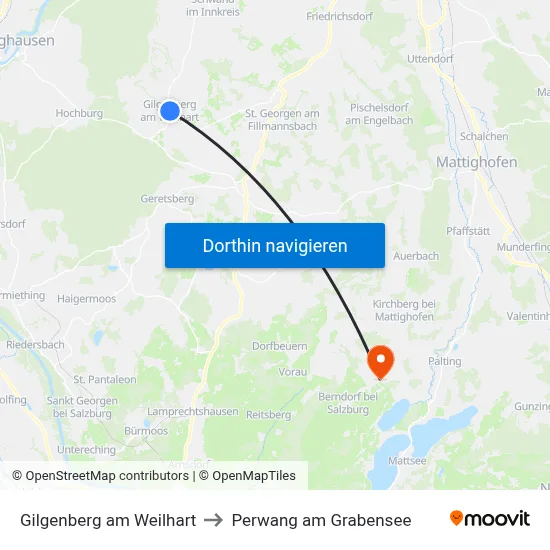 Gilgenberg am Weilhart to Perwang am Grabensee map