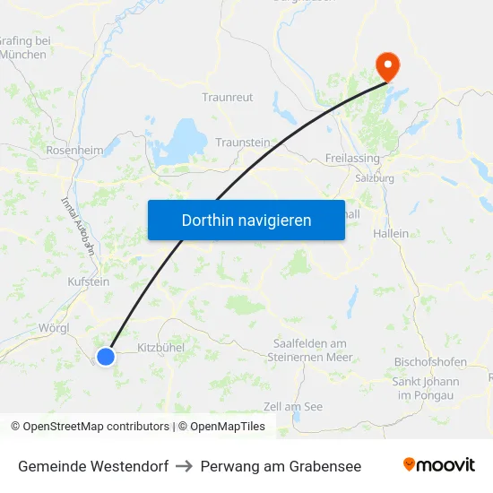 Gemeinde Westendorf to Perwang am Grabensee map
