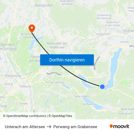 Unterach am Attersee to Perwang am Grabensee map