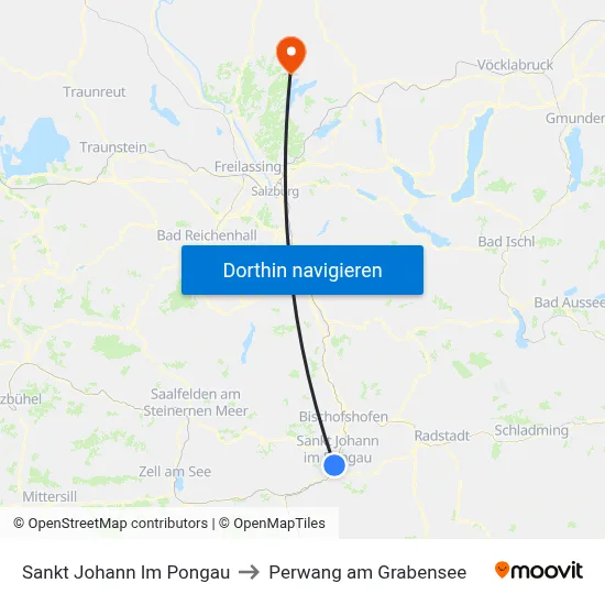 Sankt Johann Im Pongau to Perwang am Grabensee map