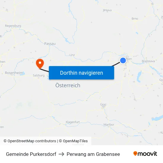 Gemeinde Purkersdorf to Perwang am Grabensee map