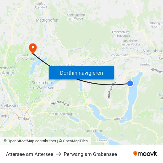 Attersee am Attersee to Perwang am Grabensee map