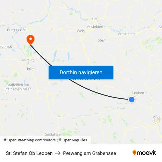 St. Stefan Ob Leoben to Perwang am Grabensee map