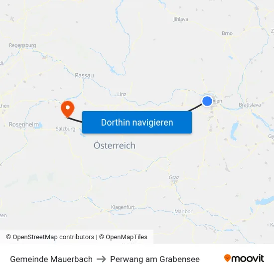 Gemeinde Mauerbach to Perwang am Grabensee map
