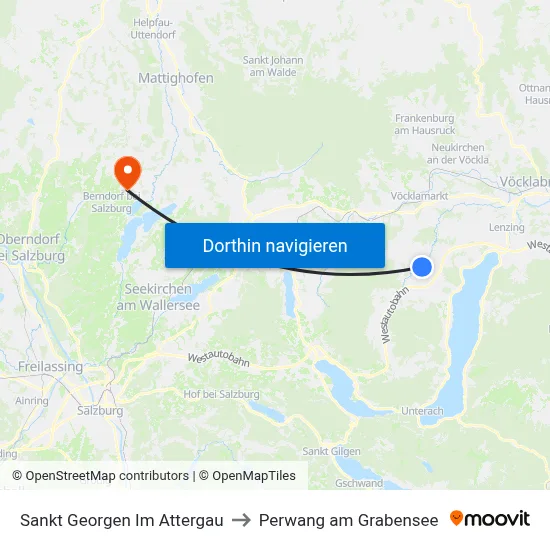 Sankt Georgen Im Attergau to Perwang am Grabensee map