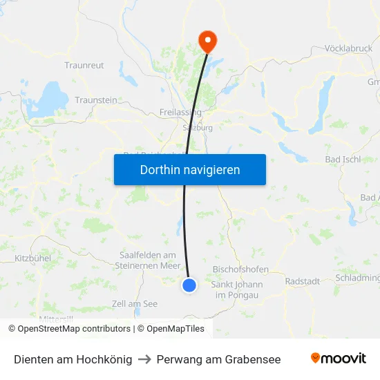 Dienten am Hochkönig to Perwang am Grabensee map