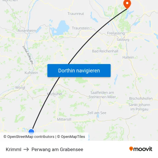 Krimml to Perwang am Grabensee map