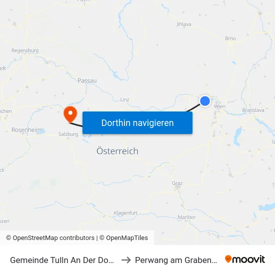 Gemeinde Tulln An Der Donau to Perwang am Grabensee map