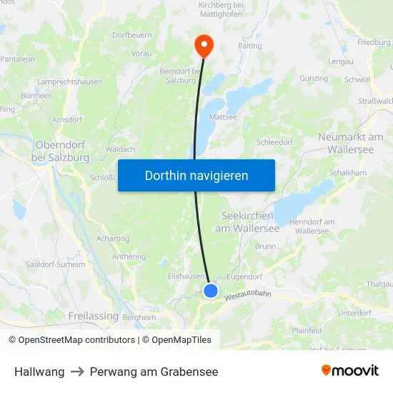 Hallwang to Perwang am Grabensee map