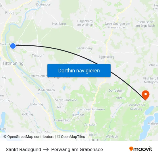 Sankt Radegund to Perwang am Grabensee map
