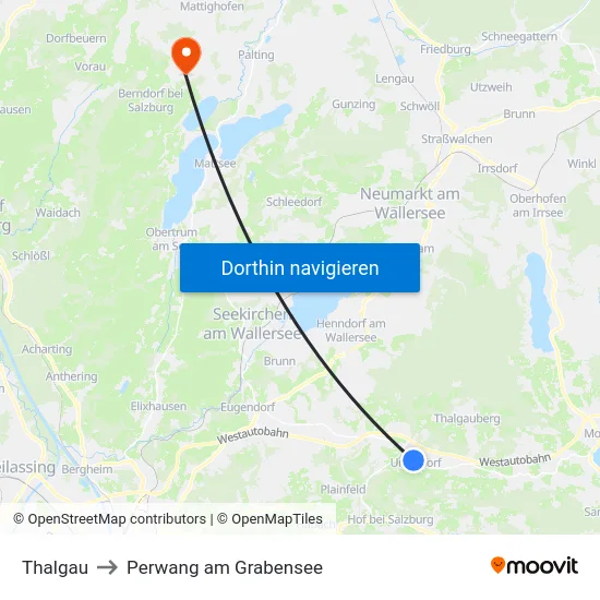 Thalgau to Perwang am Grabensee map