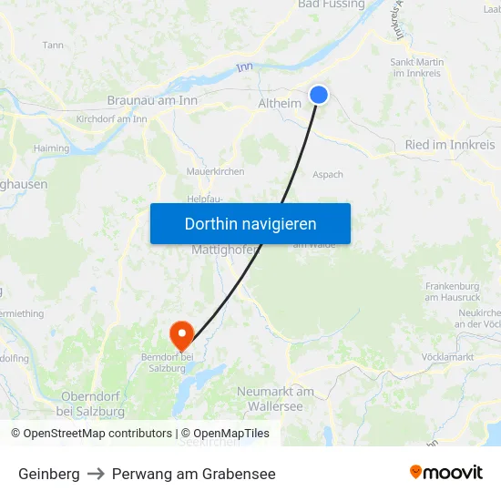 Geinberg to Perwang am Grabensee map