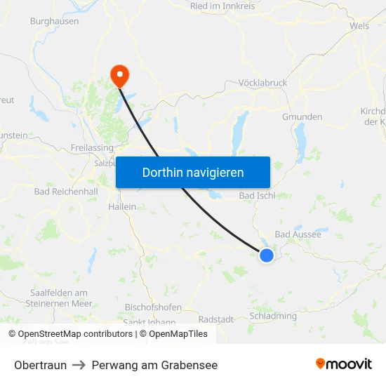 Obertraun to Perwang am Grabensee map