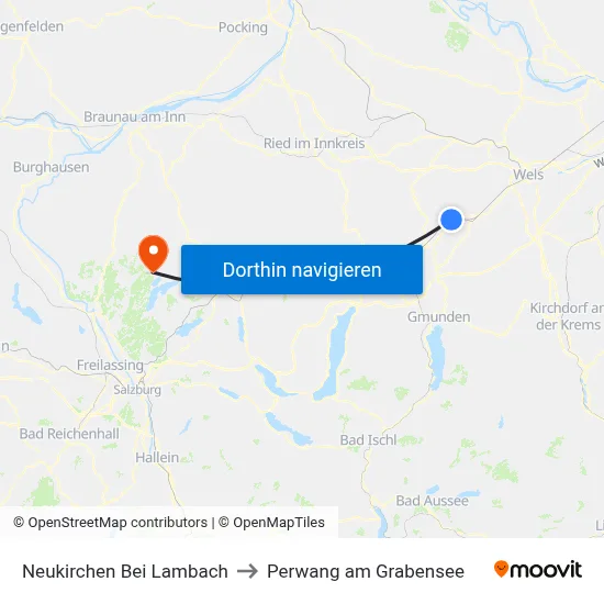 Neukirchen Bei Lambach to Perwang am Grabensee map