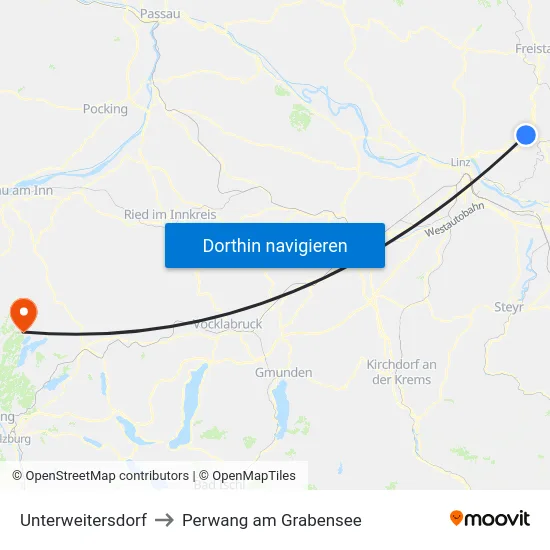 Unterweitersdorf to Perwang am Grabensee map