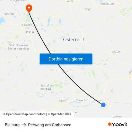 Bleiburg to Perwang am Grabensee map