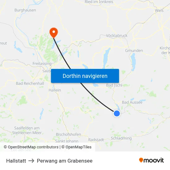 Hallstatt to Perwang am Grabensee map