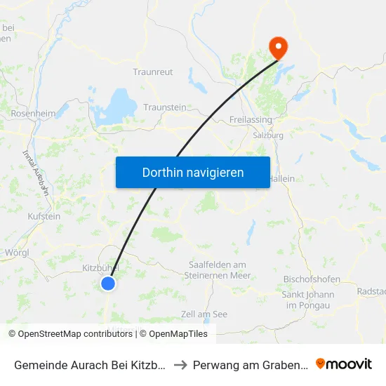 Gemeinde Aurach Bei Kitzbühel to Perwang am Grabensee map