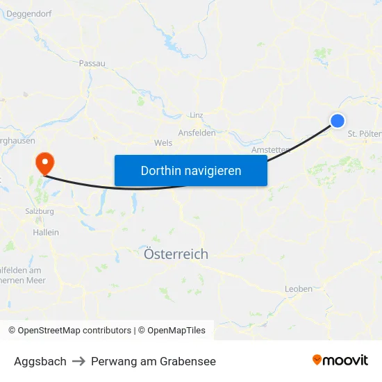 Aggsbach to Perwang am Grabensee map