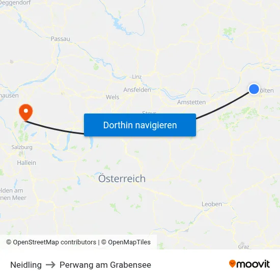 Neidling to Perwang am Grabensee map