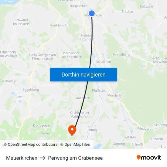Mauerkirchen to Perwang am Grabensee map
